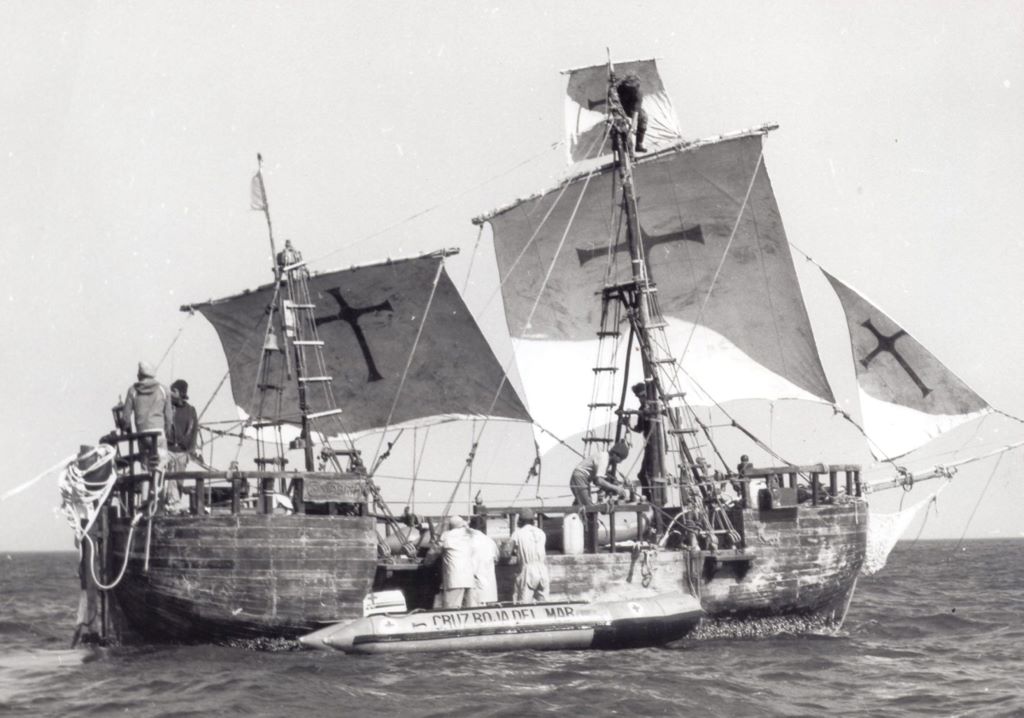 A view of one of Vital Alsar’s three galleons from his Atlantic crossing in 1977